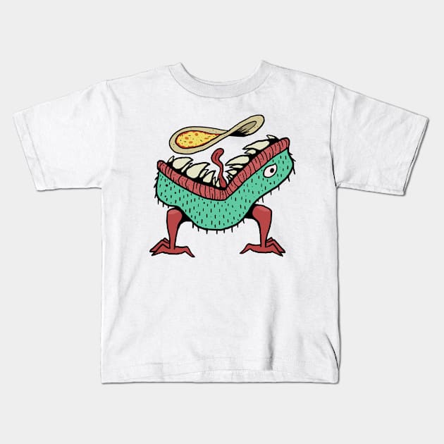 Pizza Monster Kids T-Shirt by Voxglove